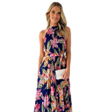 Women's dress - wholesale for us & european market, independent e-commerce stores, wish platform, cross-border e-commerce, spring/summer halter neck sleeveless printed casual vacation maxi dress