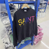 Saint m hoodie - autumn/winter s.m rainbow letter print crewneck pullover sweatshirt - wholesale