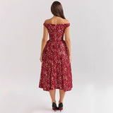 Women's dress - spring/summer european & american style - fashionable, elegant, one-shoulder, backless, slim-fit, waist-cinching, printed dress for women