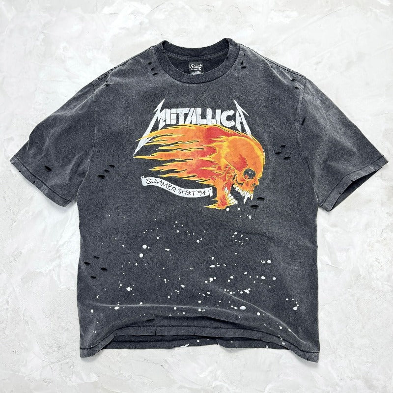 saint m t shirts  s.m. flaming skull limited edition graphic crewneck t-shirt - wholesale