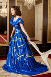 Women Blue Latex Dress Gala Gawow Golden Accents