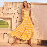 Women's dress - cross-border spring/summer european & american style - elegant sexy spaghetti strap backless striped dress - french skirt