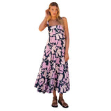 Women's dress - independent website, cross-border e-commerce, european & american style, sexy summer vacation print, fitted flare sleeve cami dress for women