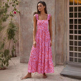 Women's dress - amazon cross-border fashion - european & american style - bohemian dress - spaghetti strap - flowy maxi dress - printed long dress for women