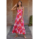 Women's dress - independent website, cross-border e-commerce, european & american style, sexy summer vacation print, fitted flare sleeve cami dress for women
