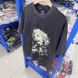 saint m t shirts  s.m. glow-in-the-dark distressed crew neck pullover short sleeve t-shirt - wholesale