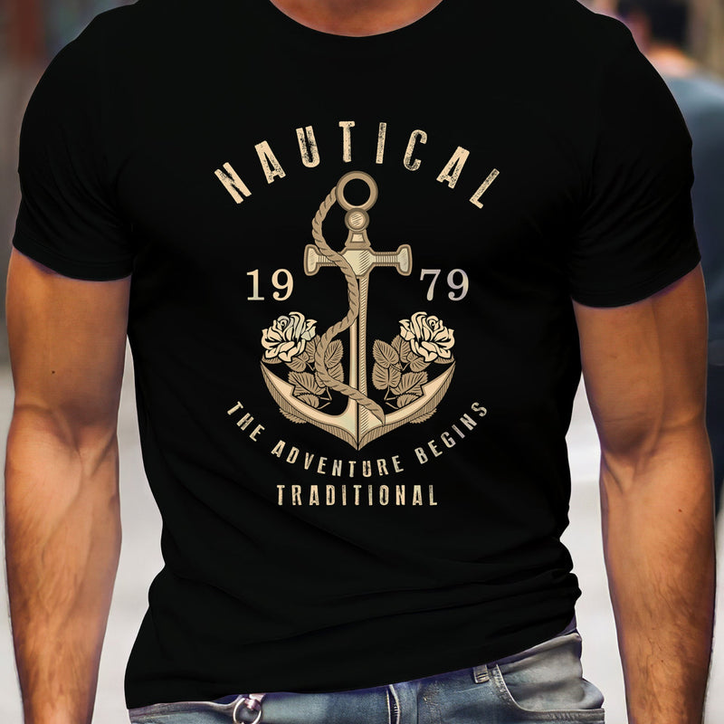 Man T Shirt Cotton round Neck Heat Transfer Patch Short Sleeve Shirt