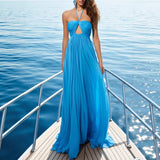 Women's summer dress - european and american style, solid color bandeau, pleated sleeveless camisole, halter neck dress for women (cross-border e-commerce)