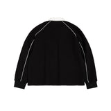 Etai men's fashion retro turn-down collar long sleeve polo shirt sweatshirt - men's sporty casual short wide color block hoodie