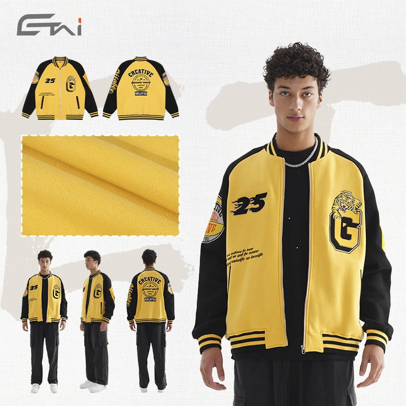 Etai men's youthful trendy high-quality baseball jacket - sporty, versatile fleece zip-up outerwear for men