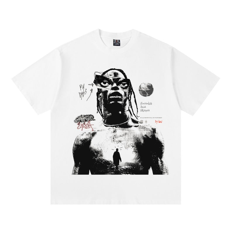 saint m t shirts  s.m. model character graphic crew neck pullover short sleeve t-shirt - wholesale