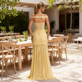 Women's dress - european & american style, amazon cross-border summer export, one-shoulder/off-shoulder evening gown, slimming & figure-flattering, spliced mermaid maxi dress