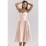Women's summer amazon dress: french retro long dress, court style dopamine outfit, spaghetti strap dress for women