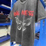 saint m t shirts  s.m. butterfly ghost face graphic crew neck short sleeve t-shirt - wholesale