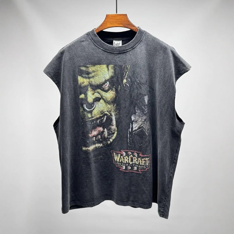 saint m t shirts  s.m warcraft graphic crewneck pullover tank top - wholesale