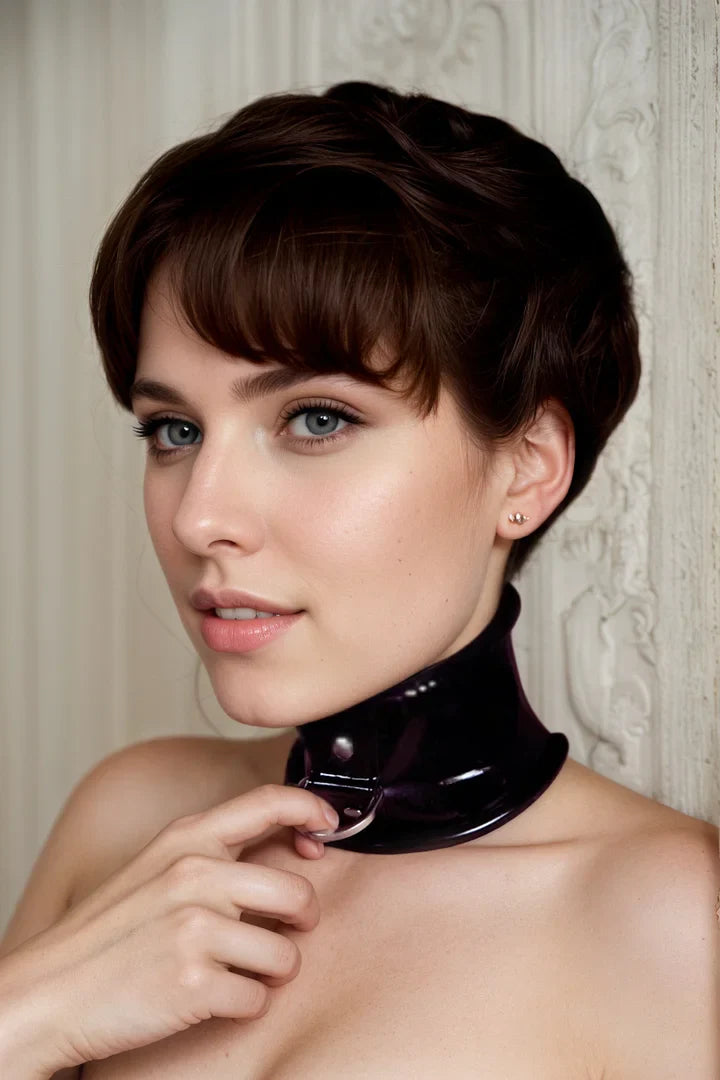 Women Latex Neck Corset Black D Ring Fetish