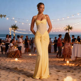 Women's dress - amazon cross-border halter neck tie mesh panel flowy maxi dress - european & american style