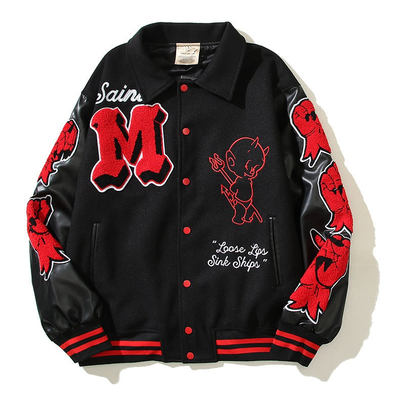 Saint m t jackets - spring/autumn s.m. saint michael pattern baseball jacket - wholesale single piece