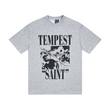 saint m t shirts  s.m character & letter graphic crew neck short sleeve tee