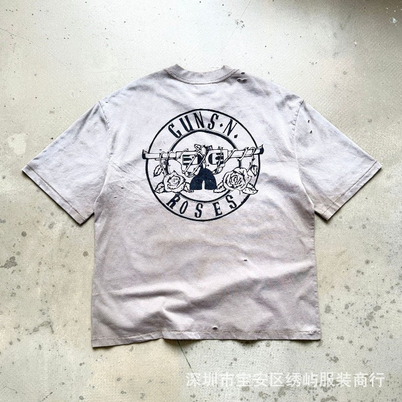 saint m t shirts  s.m. guns n' roses collaboration crewneck t-shirt - wholesale