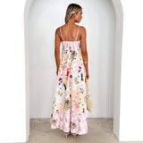 Women's dress: european and american style, cross-border summer fashion, printed backless cami, sexy high-waisted swing dress