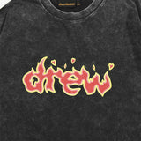 Drew house t-shirt - spring/summer collection - d@ew flame letter graphic - washed & distressed short sleeve - wholesale