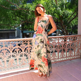 Women's dress - amazon summer european & american cross-border french retro long dress - printed camisole slimming dress for women