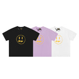 Drew house t-shirt - spring/summer european and american streetwear brand - d@ew smiley face print crew neck pullover short sleeve