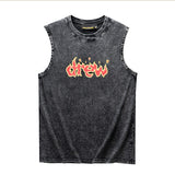 Drew house t-shirt - spring/summer d@ew flame letter heavyweight washed tank top