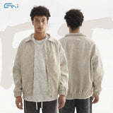Etai men's clothing casual leather jacket - trendy brand, high-quality water ripple texture men's outerwear
