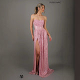 Women's dress amazon fashion banquet dress ins sequin big skirt tube top sexyfashion slit dress