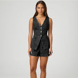 Women's pants - in stock - cross-border fashion - european & american style - trendy & casual - sleeveless - high waist - women's outfit - denim shorts - women's