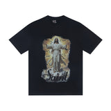 saint m t shirts  s.m character & letter graphic crew neck short sleeve tee