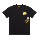 Drew house t shirt spring and summer d@ew small smiley face pattern round neck pullover short sleeves