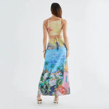 Women's dress - american sweetheart oil painting style dress - spring/summer ins trendy versatile casual long dress for women