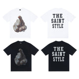 saint m t shirts  s.m. finger letter graphic crew neck pullover short sleeve top