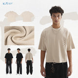 Etai men's clothing american streetwear vintage distressed solid color men's t-shirt, high-quality heavyweight 100% cotton, oversized short sleeve tee