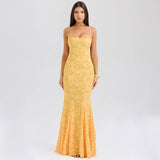 Women's dress - european & american style, sexy, slimming, backless, amazon-inspired bandeau, cinched waist, long formal gown