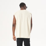 Etai men's clothing european and american fashionable brand high street heavy loose edge pure cotton t-shirt loose sleeveless neutralretro vest