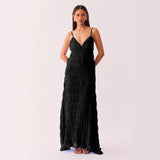Women's dress - amazon v-neck sexy backless tie-up solid color slip dress, patchwork slim fit elegant slimming long dress