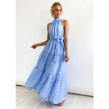 Women's dress - european and american style, summer casual, high-end sleeveless, cinched waist, flowy maxi dress, soft and elegant