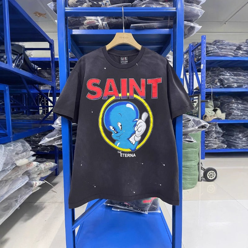 saint m t shirts  s.m blue angel baby graphic crew neck short sleeve tee