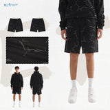 Etai men's clothing trendy all-over lightning bolt print shorts - high-quality, relaxed fit, casual drawstring printed shorts
