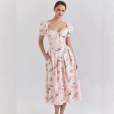 Women's dress - cross-border spring/summer amazon fashion: european & american style, artistic french-inspired, fresh print, trendy women's apparel