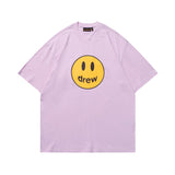 Drew house t-shirt - spring/summer collection - d@ew smiley face letter print crew neck pullover short sleeve - wholesale single piece