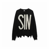 Saint m t sweater - autumn/winter european and american streetwear brand distressed graphic crewneck pullover