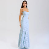 Women's dress - european & american style, sexy, slimming, backless, amazon-inspired bandeau, cinched waist, long formal gown