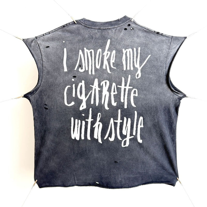 saint m t shirts  s.m letter print limited edition pullover casual tank top - wholesale