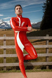 Man Latex Catsuits Two Tone Waverider Back Zipper