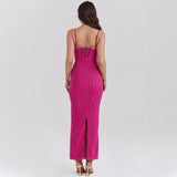 Women's dress: european and american cross-border fashion - lace trim bandeau maxi dress, spicy girl style, fashionable camisole, vacation-inspired dress for women